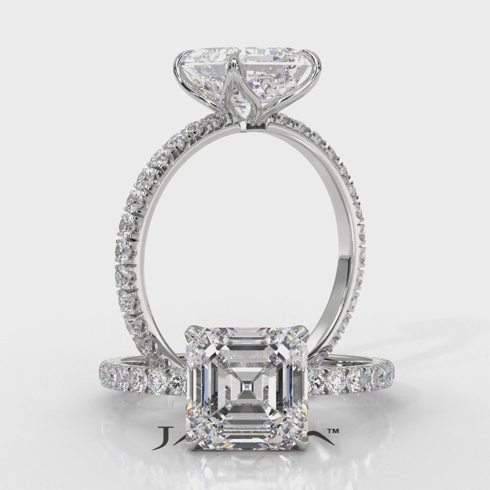 Asscher Diamond Engagement Ring crafted in 14k White Gold